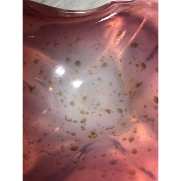 Murano Dish Glass Pink/Pearl Color With Gold Specks VTG - Picture 4 of 5